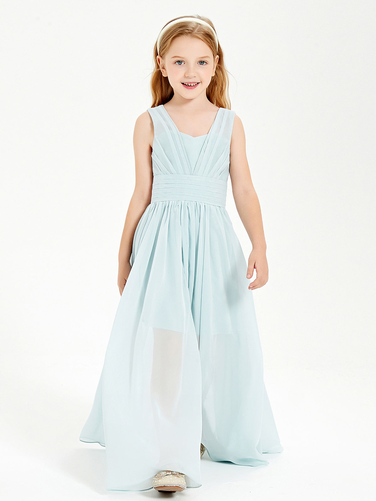 Long Elegant V-neck Bridesmaid Dresses For Juniors Mist
